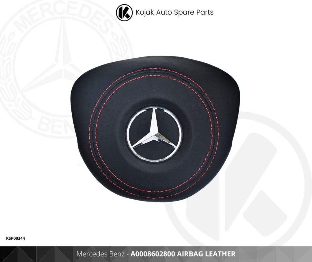 Mercedes Benz Airbag Cover, Leather with Red Stitching