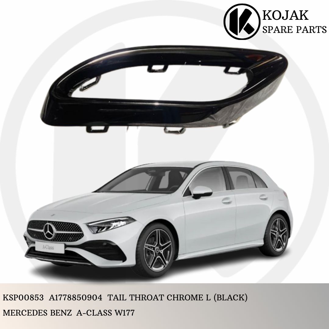 Left Tail Throat Exhaust Trim Mercedes-Benz A-Class W177 Black