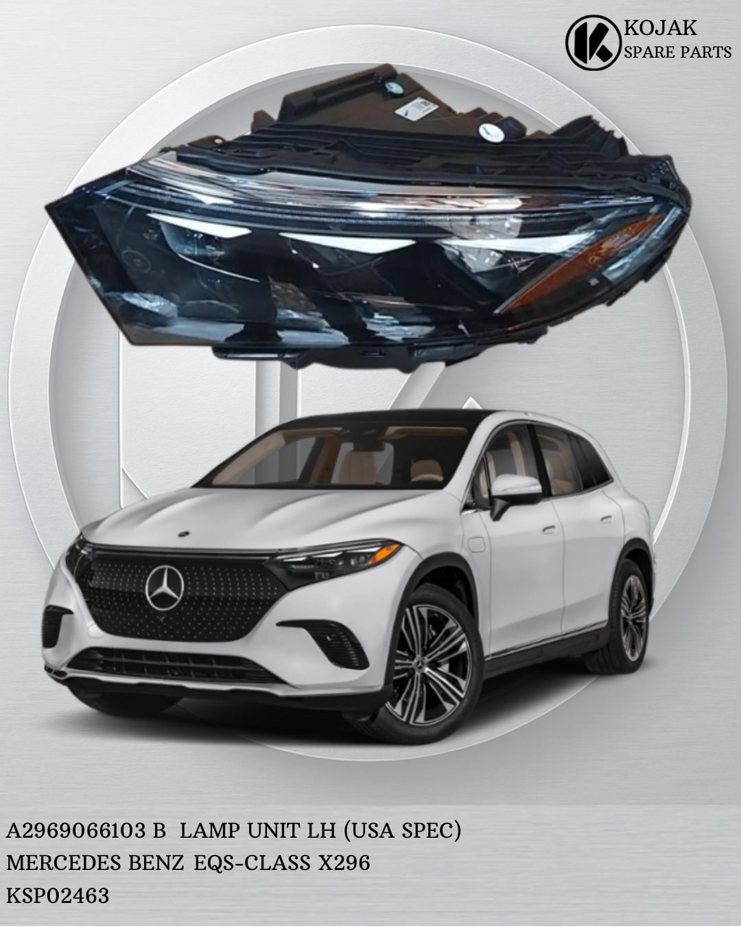 Headlight Left Mercedes-Benz EQS-Class X296 USA Spec