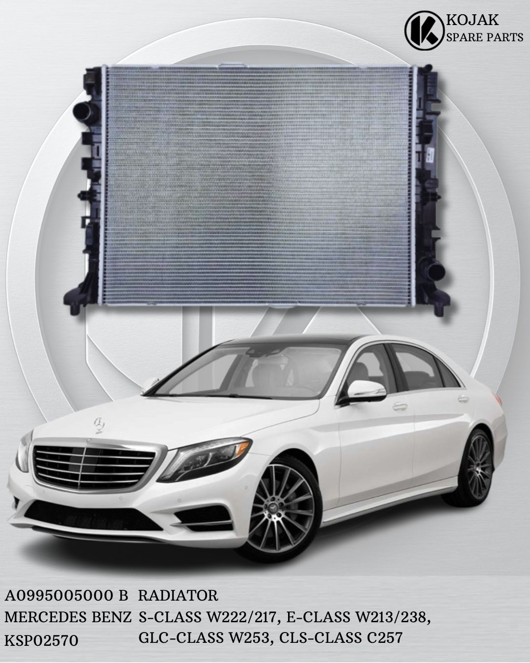 Radiator for Mercedes-Benz S-Class W222/217, E-Class W213/238, GLC-Class W253, CLS-Class C257