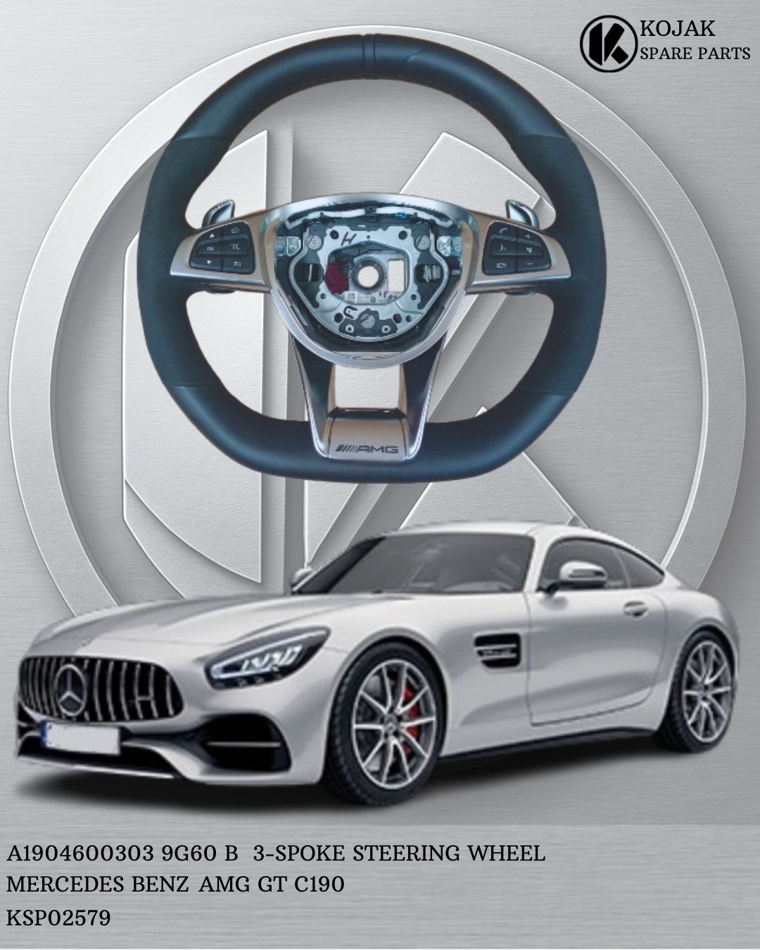 Mercedes-Benz AMG GT C190 3-Spoke Steering Wheel