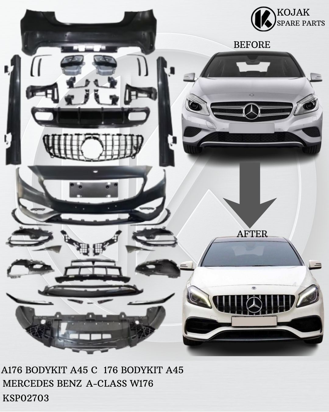 Mercedes-Benz A-Class W176 A45 AMG Style Body Kit