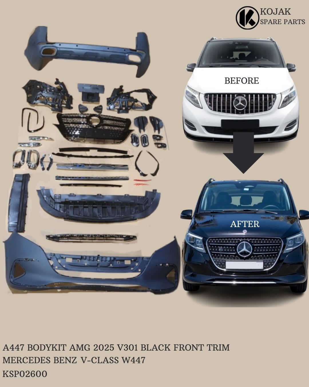 Mercedes-Benz V-Class W447 AMG Style Front Bodykit