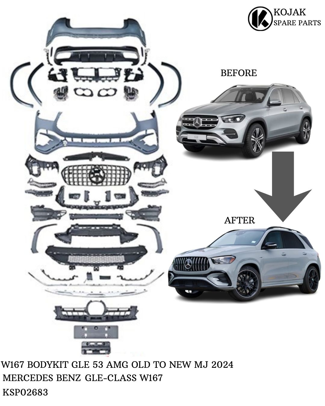 Mercedes-Benz GLE W167 Body Kit (AMG 53 Style) Old to New Conversion