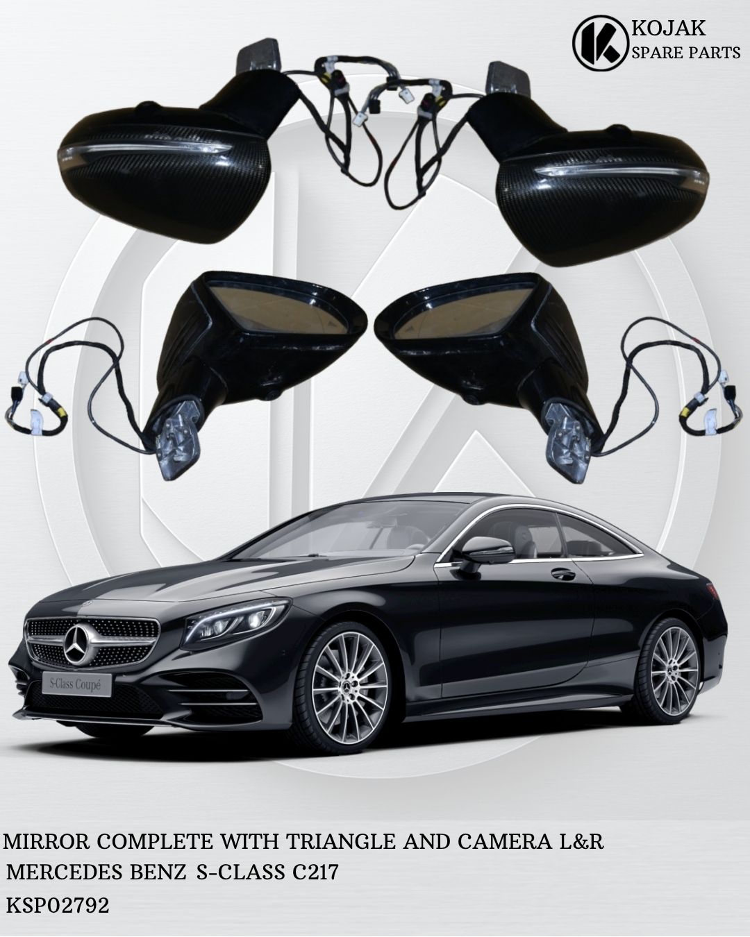 Mercedes-Benz S-Class C217 Side Mirrors Complete with Camera and Triangle L&R
