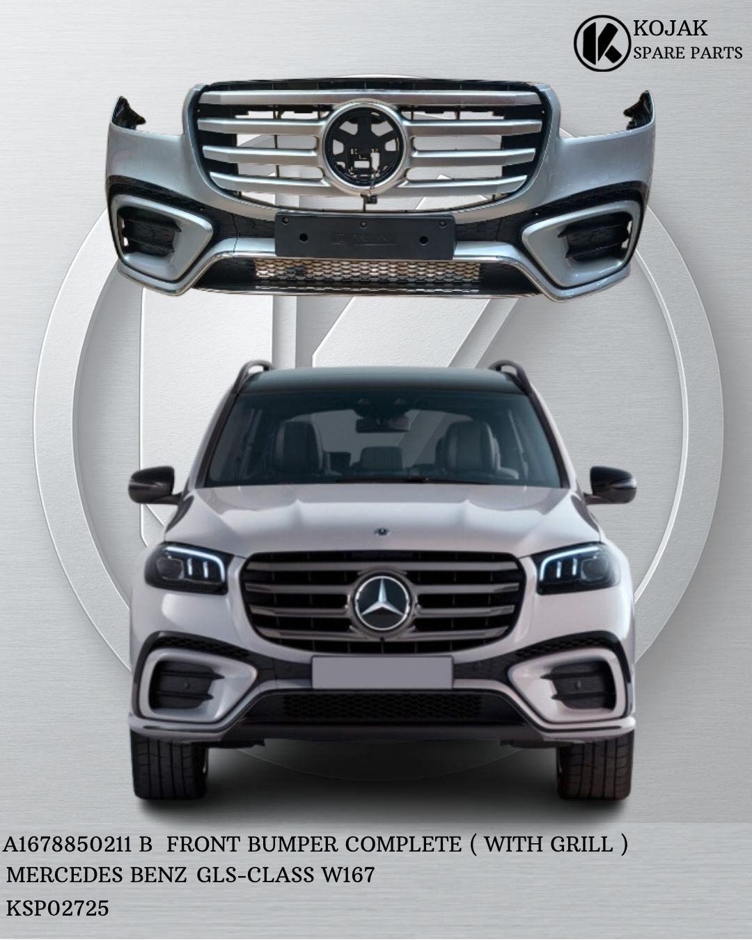 Mercedes-Benz GLS-Class W167 Front Bumper Complete with Grill