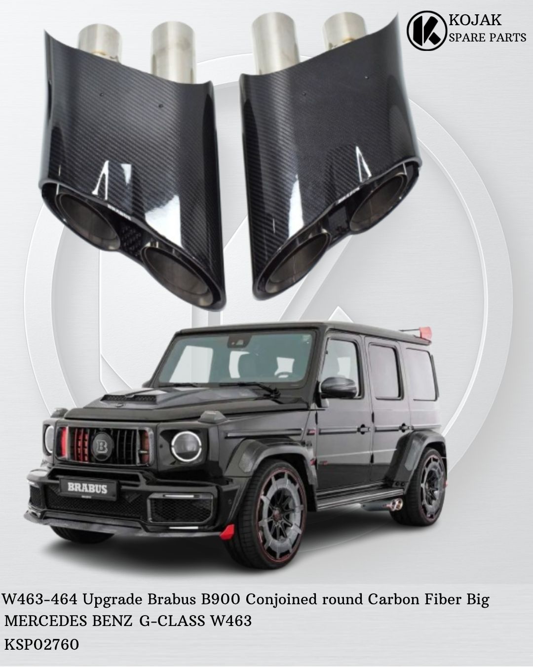 Brabus B900 Carbon Fiber Conjoined Round Exhaust Tips for Mercedes-Benz G-Class W463/W464