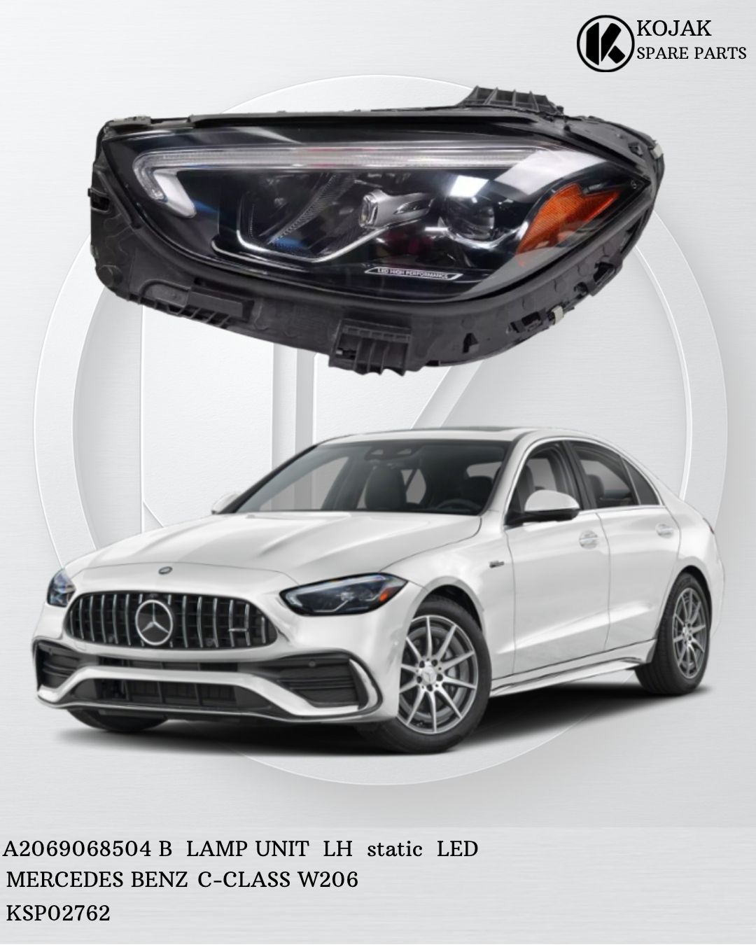 Headlight Left Mercedes-Benz C-Class W206 static LED