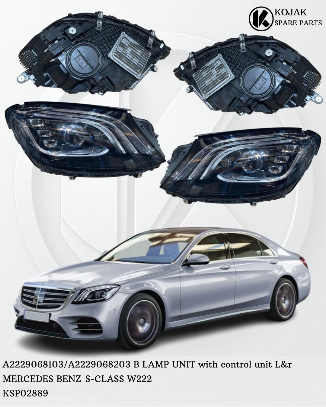 Headlight Set Mercedes-Benz S-Class W222 with Control Unit