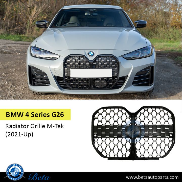 BMW 4 Series G26 (2021-Up), Radiator Grille M-Tek with Camera Hole (Black and Chrome), China, 51139466877