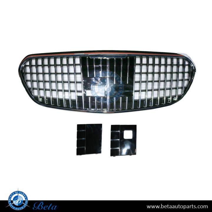 Mercedes S-Class W223 (2021-Up), Radiator Grille Maybach with ACC with Camera Hole (Black and Chrome), China, 2238804500