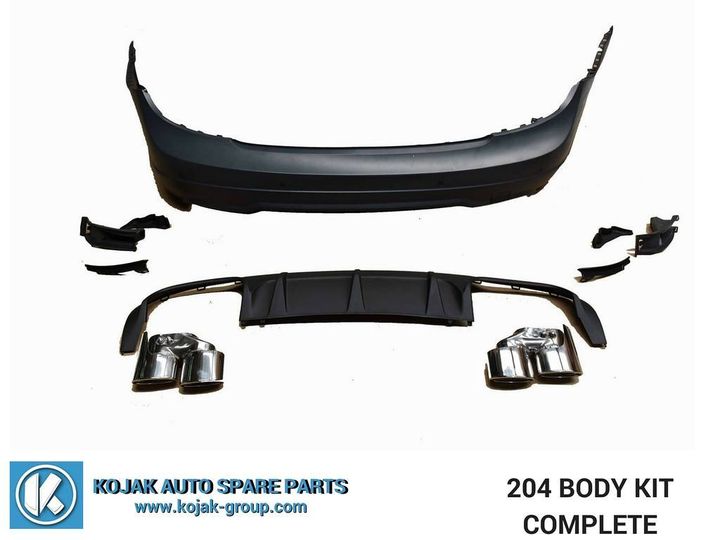 Mercedes-Benz C-Class W204 Rear Body Kit with Diffuser and Exhaust Tips