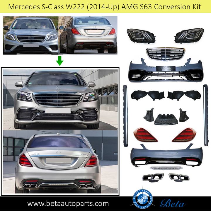Mercedes S-Class W222 (2014-2017), Body Kit Conversion Upgrade to 2018 AMG S63 Look, China