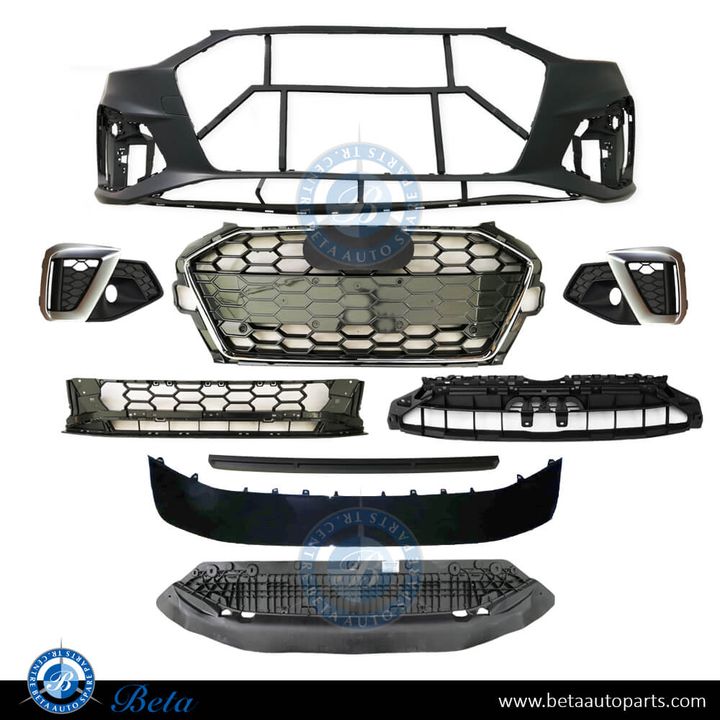 Audi A4 S-Line (2020-2024), Front Bumper with PDC / Park Assist / Washer, China, 8W0807065BH