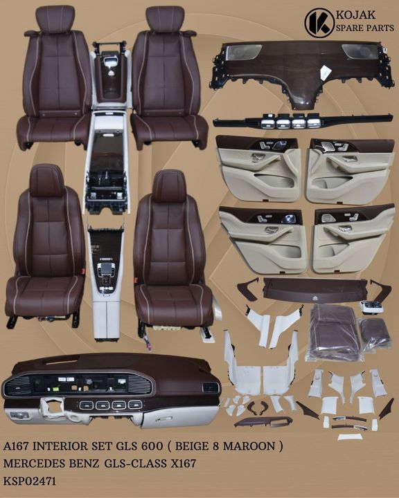 Mercedes-Benz GLS 600 X167 Complete Interior Set (Beige & Maroon)