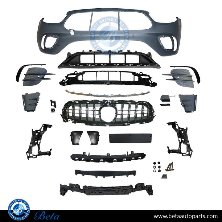 Mercedes E-Class W213 (2021-2023), Front Bumper AMG E53 with Radiator Grille GT Look with Park Assist (Chrome), Taiwan, 2138857704