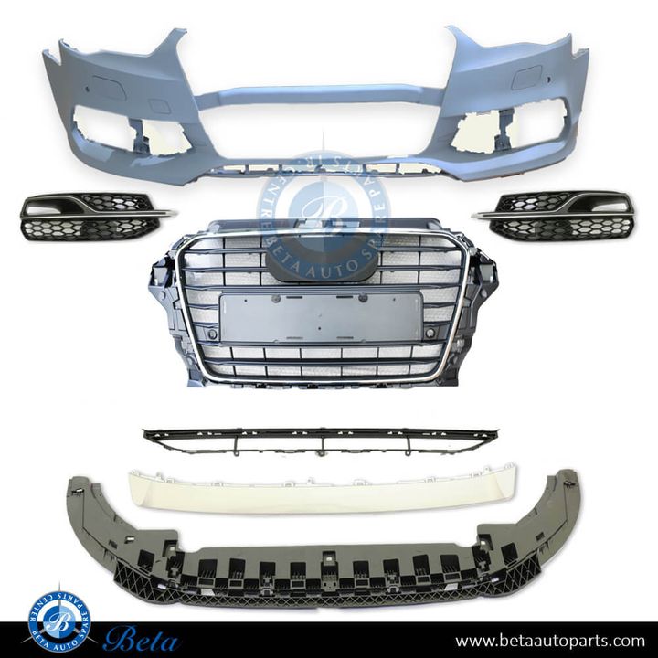 Audi A3 S-Line (2013-2016), Front Bumper with PDC and Washer, China, 8V5807065J