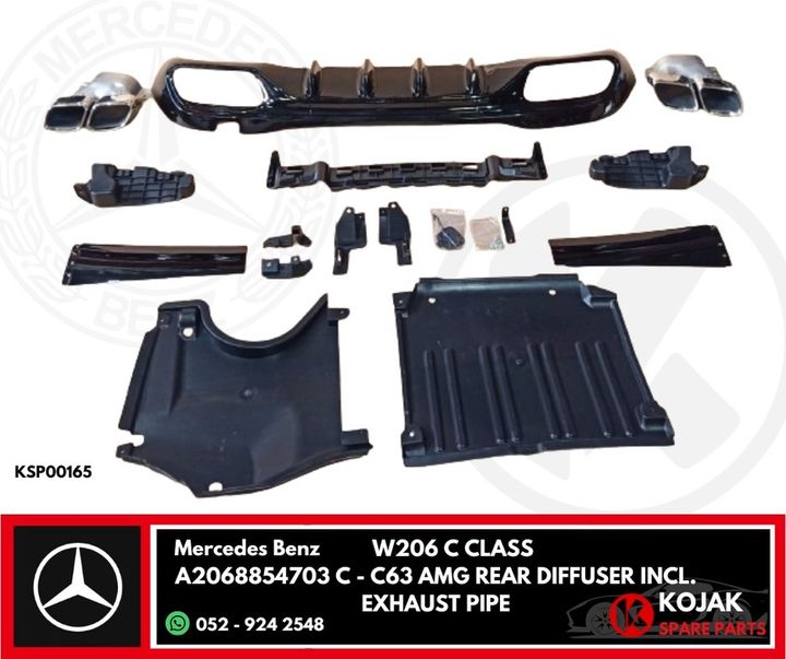 Mercedes Benz W206 C63 AMG Rear Diffuser Kit with Exhaust Pipes