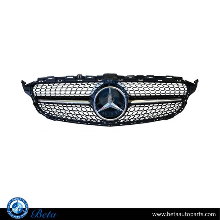 Mercedes C-Class W205 (2015-2018), Radiator Grille Diamond Look with Camera Hole (Black and Chrome), China, 2058881760