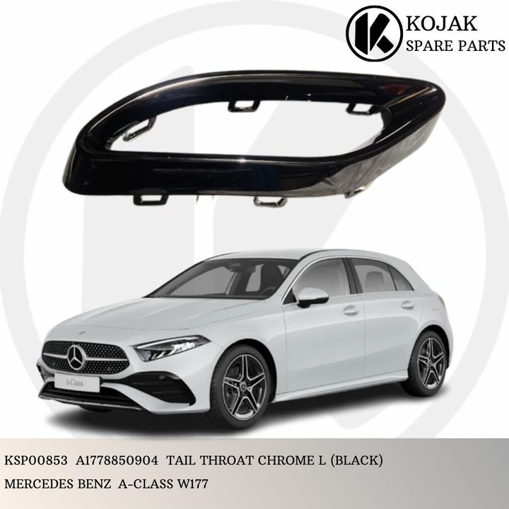 Left Tail Throat Exhaust Trim Mercedes-Benz A-Class W177 Black