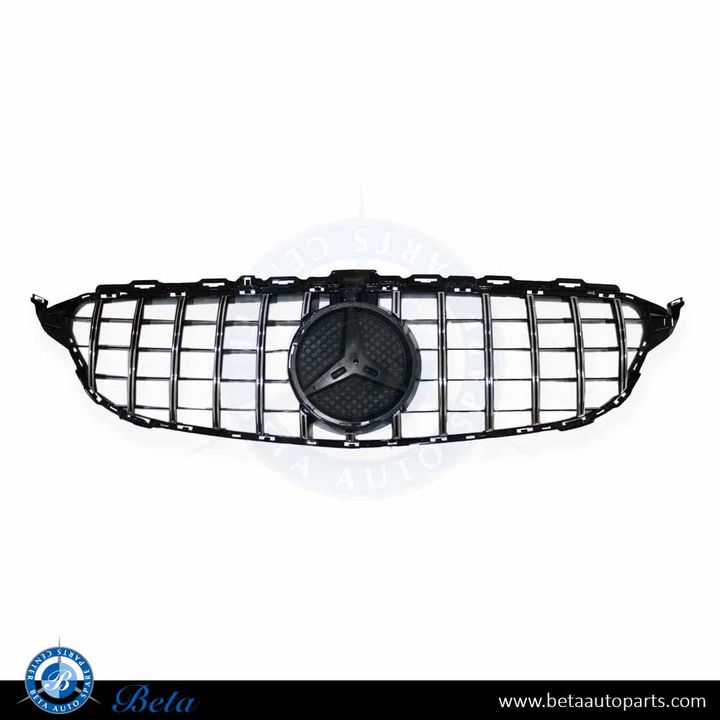 Mercedes C-Class W205 (2015-2018), Radiator Grille GT Look with Camera Hole (Black and Chrome), China