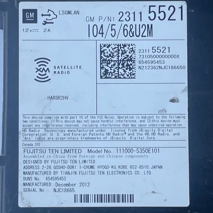 Radio FM CD Player Receiver - 2014 Chevrolet Impala LT