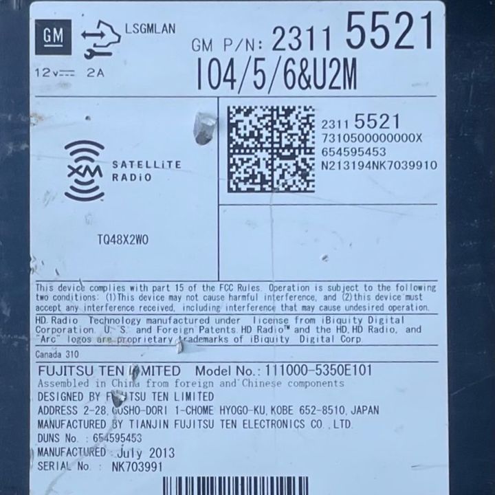 Radio FM CD Player Receiver - 2014 Chevrolet Impala