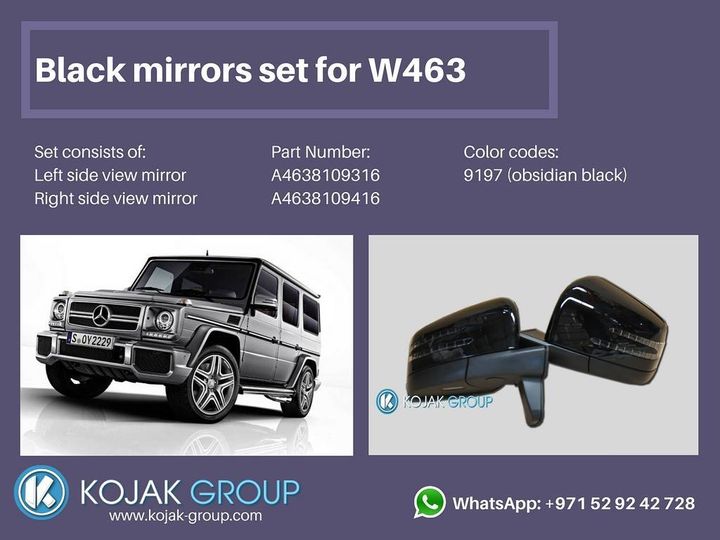 Black side mirrors set for Mercedes-Benz G-Class W463