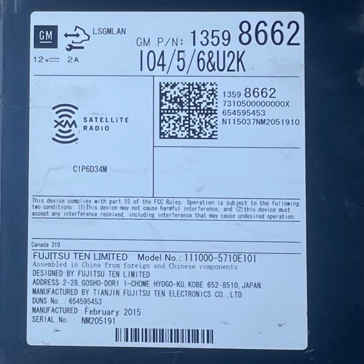Radio FM CD Player Receiver - 2015 Chevrolet Impala