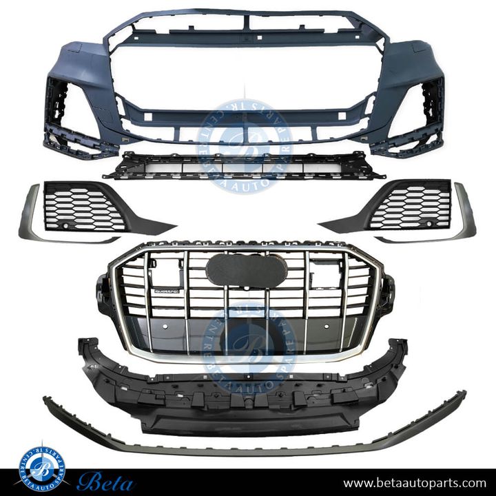 Audi Q7 S-Line (2020-2024), Front Bumper with PDC with Park Assist with Washer with Radiator Grille, China, 4M0807065AD