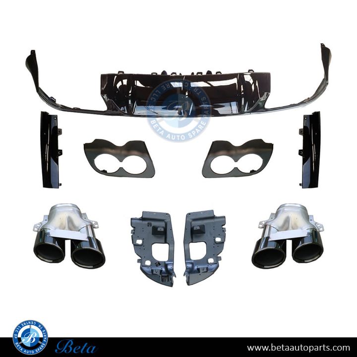 Mercedes E-Class Coupe C238 (2017-2020), Rear Diffuser AMG E53 for Normal AMG with Exhaust Tips (Black), China, 2388857002