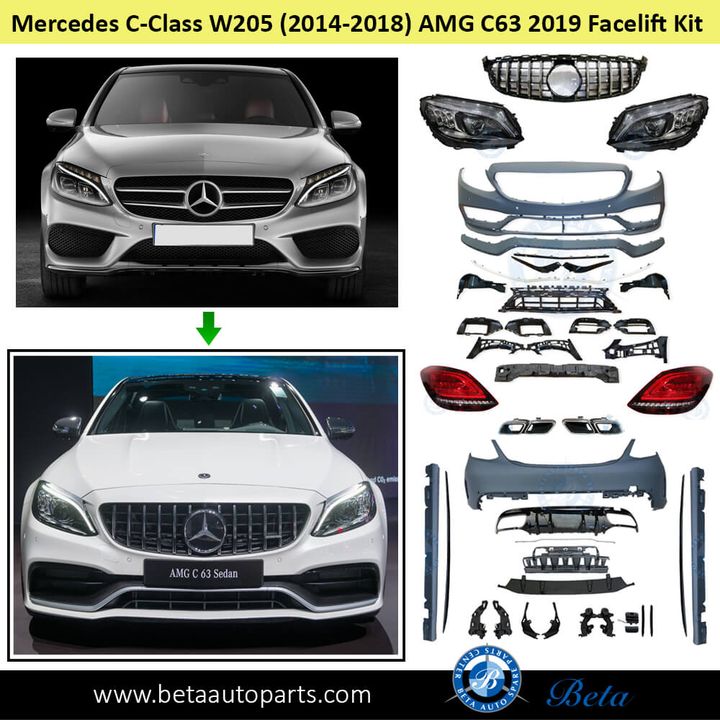 Mercedes C-Class W205 (2015-2018), Body Kit Conversion Upgrade to 2019 AMG C63 Look, China