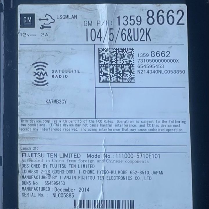 Radio FM CD Player Receiver - 2015 Chevrolet Impala