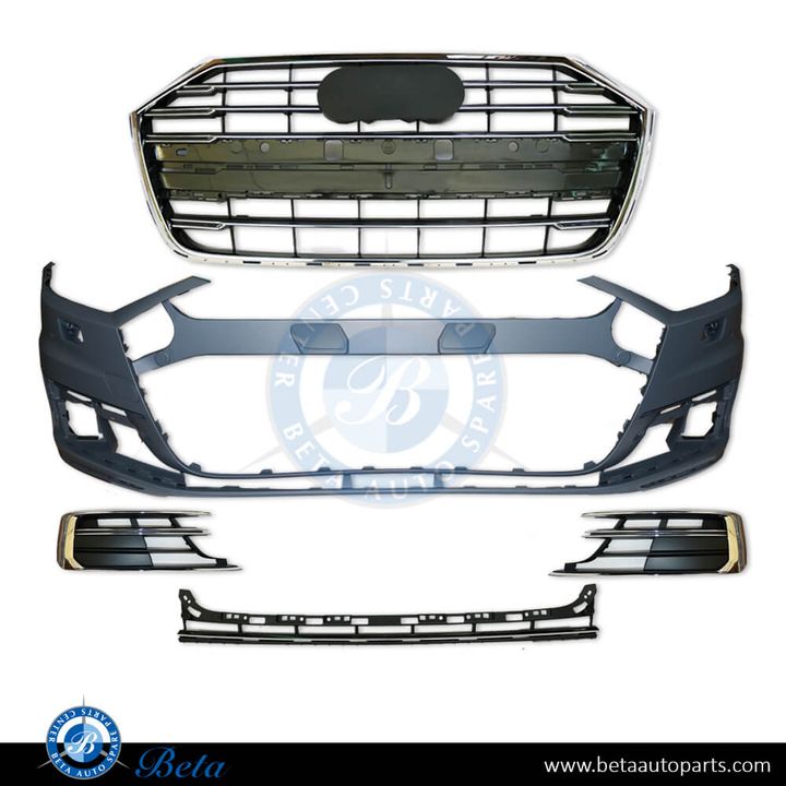 Audi A8 (2018-2021), Front Bumper with PDC with Washer with Radiator Grille, China, 4N0807065A