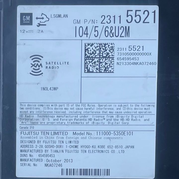 Radio FM CD Player Receiver - 2018 Chevrolet Impala