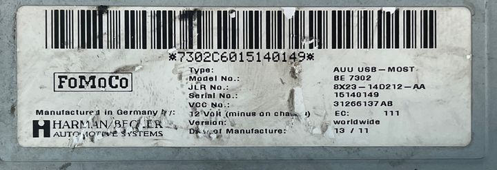 Audio Connectivity Module - 2012 Jaguar XF