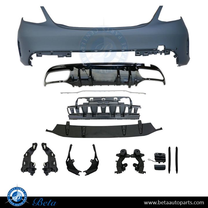 Mercedes C-Class W205 (2019-2021), Rear Bumper AMG C63 with PDC with Silver Moulding, Taiwan, 2058853304