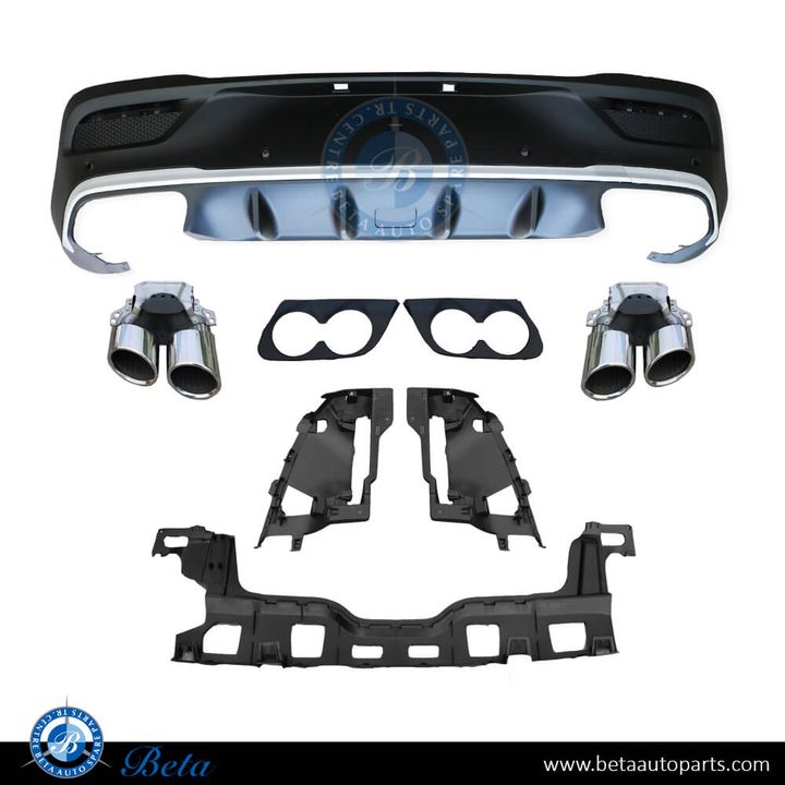 Mercedes GLE-Class Coupe C167 (2019-Up), Rear Diffuser AMG GLE53 with Exhaust Tips (Silver), China, 1678851507