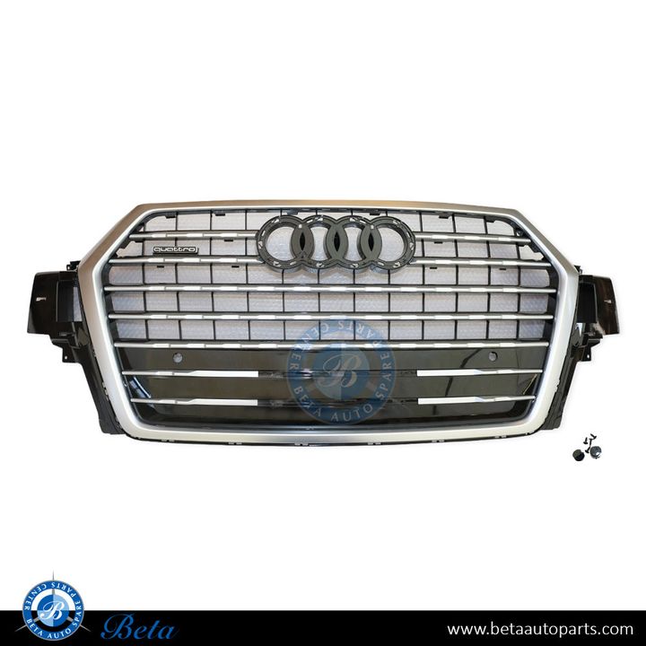 Audi Q7 S-Line (2016-2019), Radiator Grille (Black and Silver), China, 4M0853651K
