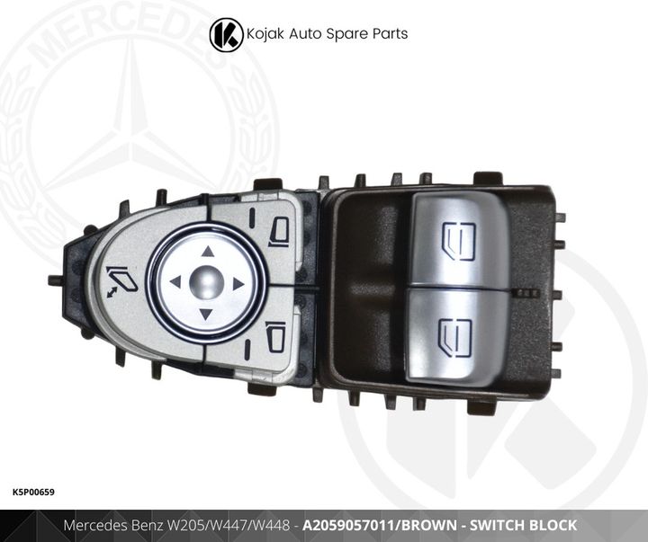 Mercedes Benz W205/W447/W448 Mirror and Window Switch Block, Brown