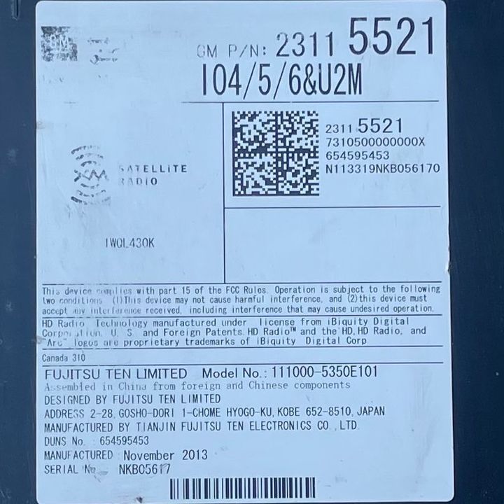 Radio FM CD Player Receiver - 2014 Chevrolet Impala LTZ