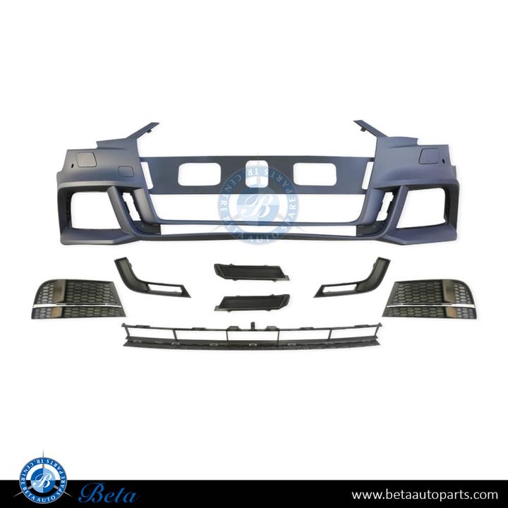 Audi A3 S-Line (2017-2019), Front Bumper with Park Assist and Washer, China, 8V5807065AH