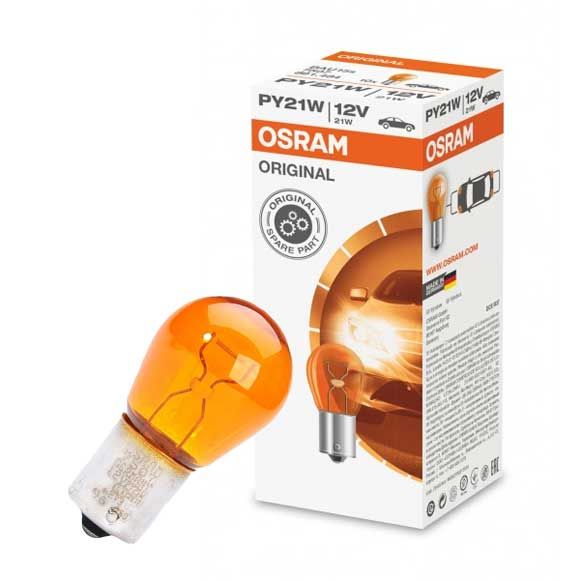 OSRAM ORIGINAL BULB PY21W 12V 21W Yellow Amber Metal Bases Turn Signal Lamps Brake Light 7507W