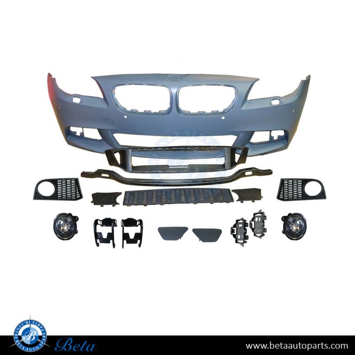 BMW 5 Series F10 (2010-2013), Front Bumper M-Tek with PDC with Washer and Fog Lamp Hole, Taiwan, 51118053874