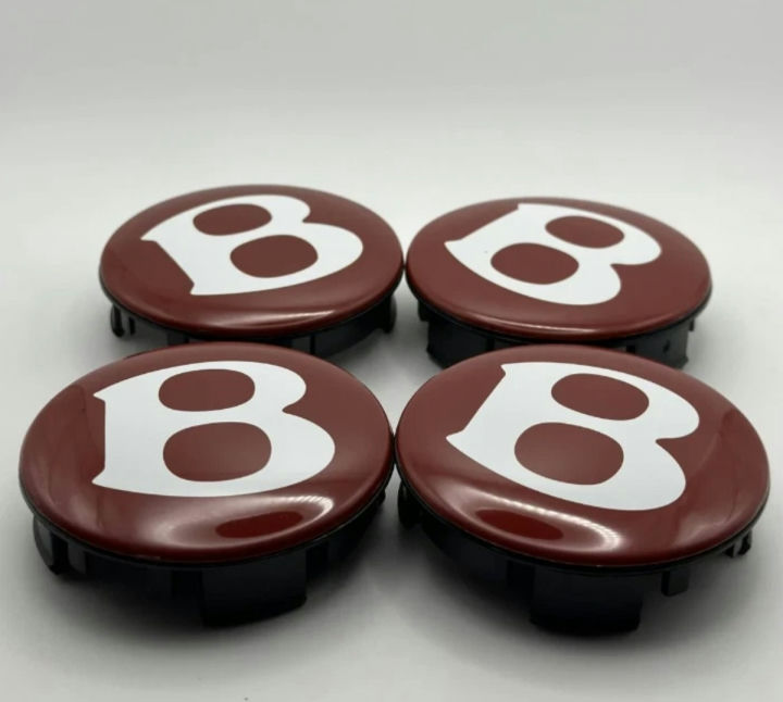 Bentley Wheel Center Caps Red with White B Logo Set of 4