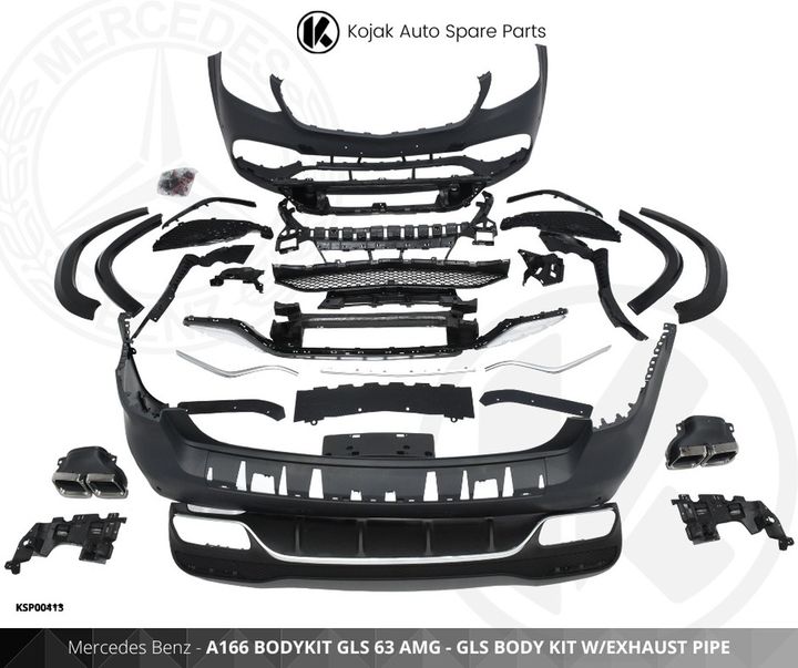 Mercedes Benz GLS 63 AMG Front Body Kit with Exhaust Pipes